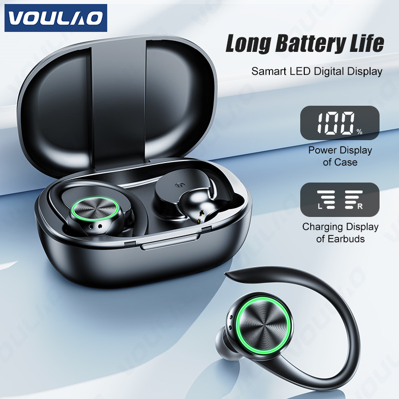 Bezdrôtové slúchadlá VOULAO TWS Športové Bluetooth slúchadlá HiFi Stereo slúchadlá s redukciou hluku, háčik na uši, vodotesné slúchadlá s mikrofónom