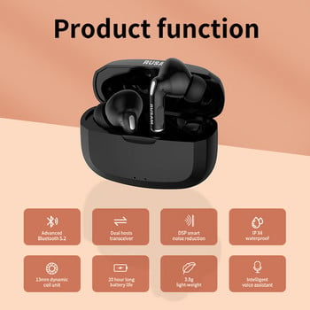 RUSAM AR30 Bluetooth слушалки TWS Ture Wireless Headset Portable Touch Control Earbuds Physical Noise Reduction Game Earphones