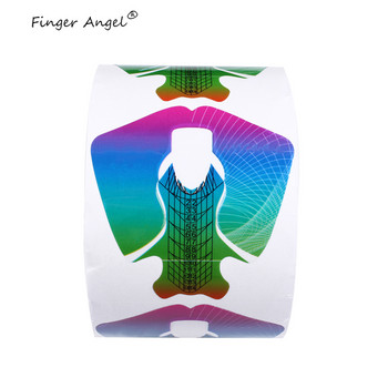 Finger Angel 50/100/500PCS Μορφές νυχιών Πλαστικά Rainbow Fish Shape Nail Art Extension Tips Εργαλείο μανικιούρ Gel UV Nails Forms Guide