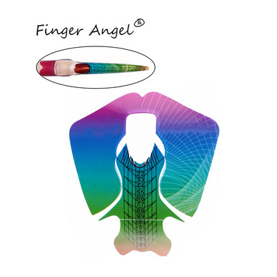 Finger Angel 50/100/500 DB körömformák műanyag szivárvány hal alakú körömhosszabbító tippek eszköz manikűrzselé UV köröm útmutató formák