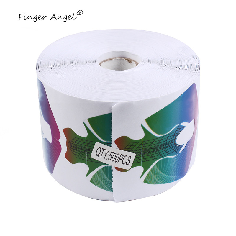 Finger Angel 50/100/500 DB körömformák műanyag szivárvány hal alakú körömhosszabbító tippek eszköz manikűrzselé UV köröm útmutató formák