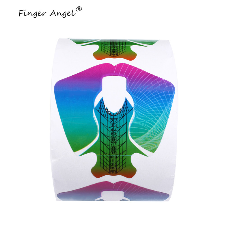 Finger Angel 50/100/500 DB körömformák műanyag szivárvány hal alakú körömhosszabbító tippek eszköz manikűrzselé UV köröm útmutató formák
