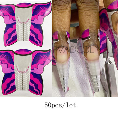 Sculpted Nails Professzionális körömdíszítő tippek Hosszabbító formák Útmutató matricák Öntapadó akril UV gél formázó eszköz
