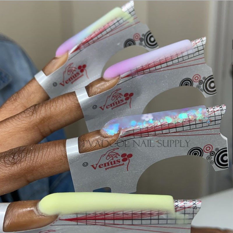 Sculpted Nails Professzionális körömdíszítő tippek Hosszabbító formák Útmutató matricák Öntapadó akril UV gél formázó eszköz