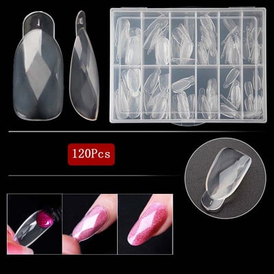 Κουτί 120 τμχ Πλαστικό Dual Forms Nails Mold Quick Building Poly UV Gels Extension Finger Diamond Top Forms Tips DIY Art Manicure