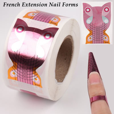 1 Roll French Nail Art Form Tips Ακρυλικό UV τζελ νυχιών Οδηγός επέκτασης αυτοκόλλητο Builder για μπούκλες Στένσιλ για μπούκλες Εργαλεία στένσιλ για μανικιούρ BENCS