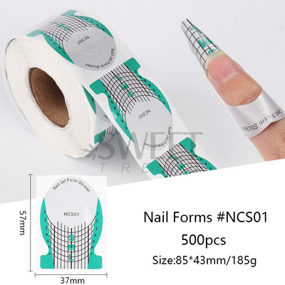 1 rolă Sfaturi pentru forma de artă a unghiilor franceză Acrilic UV Gel de unghii Autocolant pentru constructor Ghid de extensie Curl Stencil Manichiură Stencil Tools BENCS