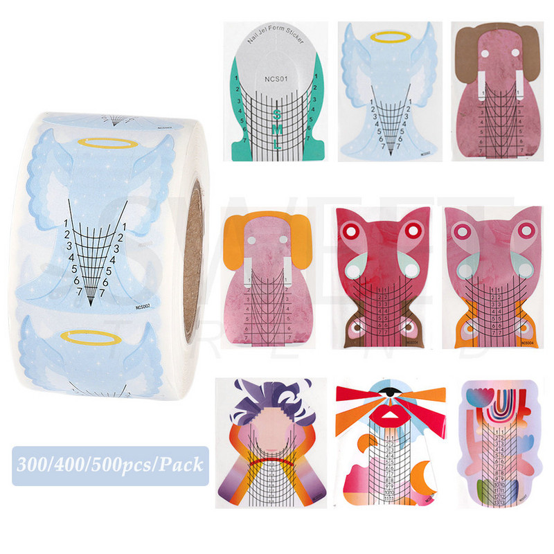 1 rolă Sfaturi pentru forma de artă a unghiilor franceză Acrilic UV Gel de unghii Autocolant pentru constructor Ghid de extensie Curl Stencil Manichiură Stencil Tools BENCS