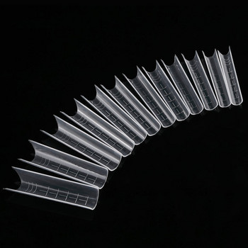 120Pcs Upper Forms UV Gel Extension C Curve Tips Acrylic Mold Nail Form Guide Инструменти за дълги квадратни нокти