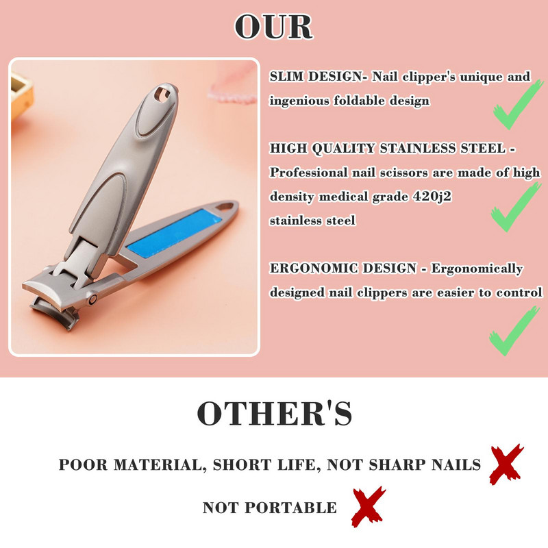 Ultratanke škarice za nokte od 5 mm Čelične rezačice Trimer Prijenosne manikirne škarice Klešta Alat za pedikuru