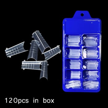 120Pcs/Box Poly Nail Gel Building Mold Fake Nail Tips Mold Extension Gel Salon DIY Top Mold Dual Forms