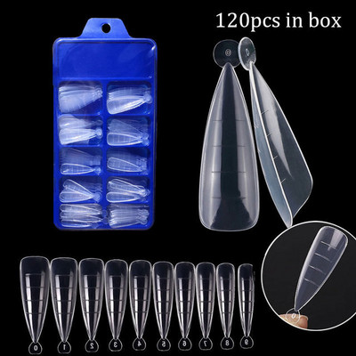 120 vnt. / Dėžutė polių nagų želė statybinė forma netikrų nagų antgaliai pelėsių manikiūro priauginimo gelio salonas „pasidaryk pats“ viršutinės formos dvigubos formos