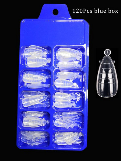 120 vnt. / Dėžutė polių nagų želė statybinė forma netikrų nagų antgaliai pelėsių manikiūro priauginimo gelio salonas „pasidaryk pats“ viršutinės formos dvigubos formos