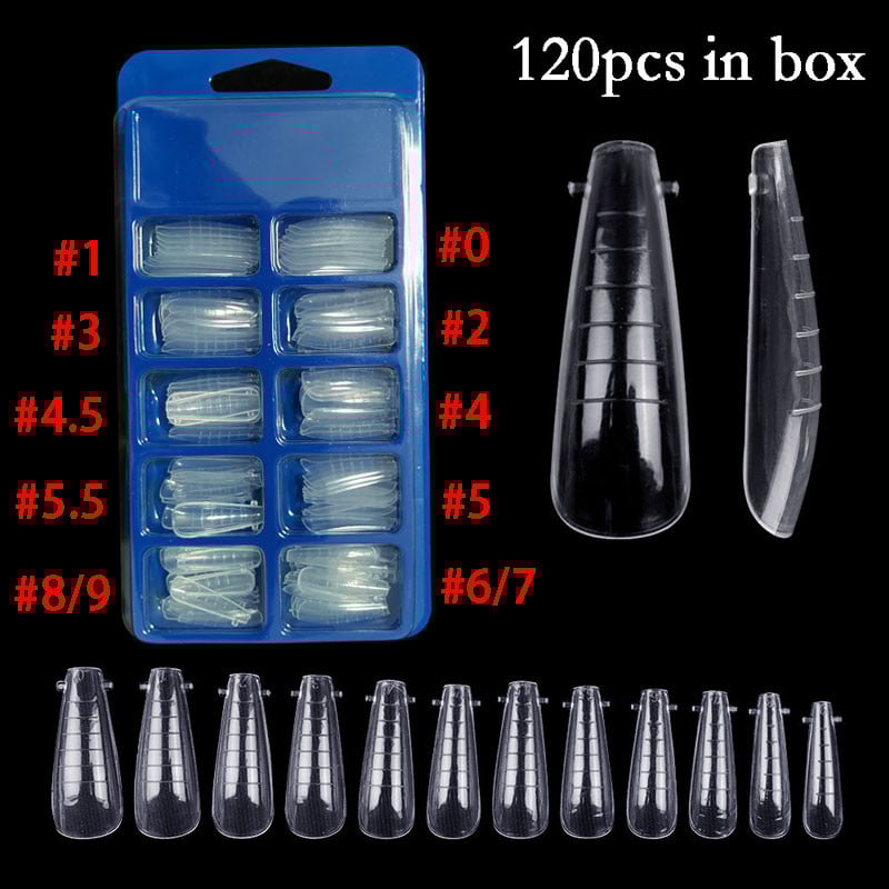 120 vnt. / Dėžutė polių nagų želė statybinė forma netikrų nagų antgaliai pelėsių manikiūro priauginimo gelio salonas „pasidaryk pats“ viršutinės formos dvigubos formos