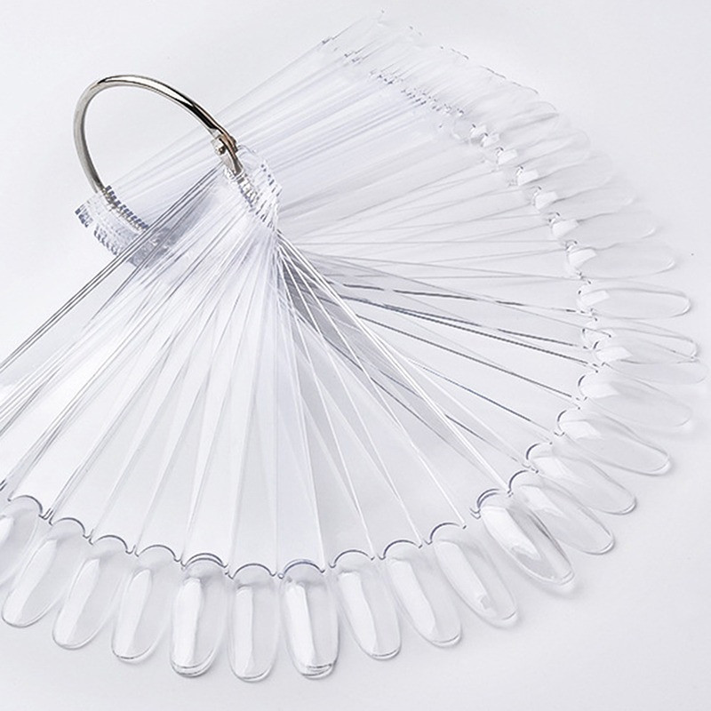 Umjetni savjeti za nokte Clear Nature Black Nail Art Practice Display Stalak Oval Fan Style Nail Swatch Gel Polish Stalak Savjeti za manikuru