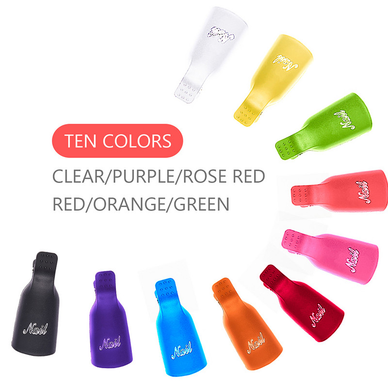 10 vnt. gelinio lako valiklis, nuriebalinamasis lakas Pašalinti gelinį nagų lako segtukus, gaubtelius Nagų valiklis, gelis nagų valiklis, manikiūro įrankiai WF-004