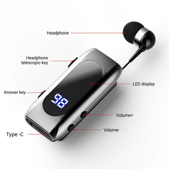 K55 Ear Hook Безжични слушалки Bluetooth-съвместими 5.2 слушалки Слушалки с едно ухо IPX5 Водоустойчиви спортни слушалки Lavalier