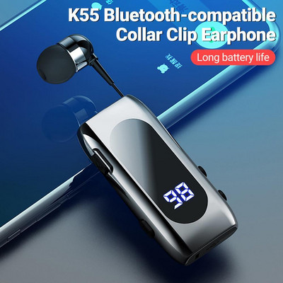 K55 Ear Hook Безжични слушалки Bluetooth-съвместими 5.2 слушалки Слушалки с едно ухо IPX5 Водоустойчиви спортни слушалки Lavalier