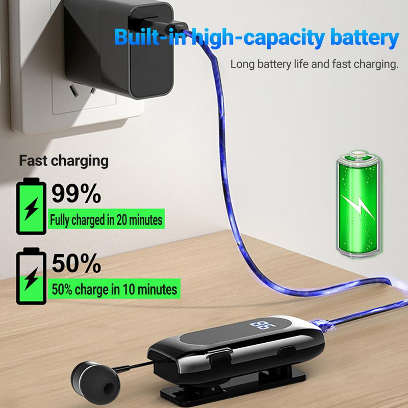 K55 Bežične slušalice s kukicom za uho Bluetooth-kompatibilne 5.2 slušalice Slušalice za jedno uho IPX5 Vodootporne sportske Lavalier slušalice