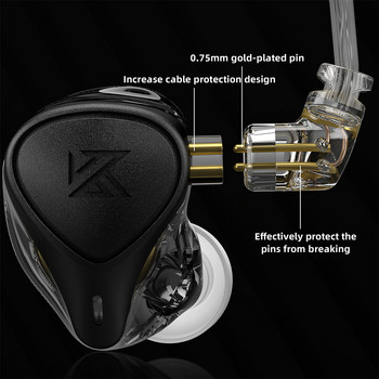 KZ ZEX Pro Ηλεκτροστατικό +Δυναμικό+Ισορροπημένο ακουστικό Ακύρωση θορύβου αθλητικού παιχνιδιού Αποσπώμενο καλώδιο In-Ear HIFI Ακουστικά KZ EDX ZAS