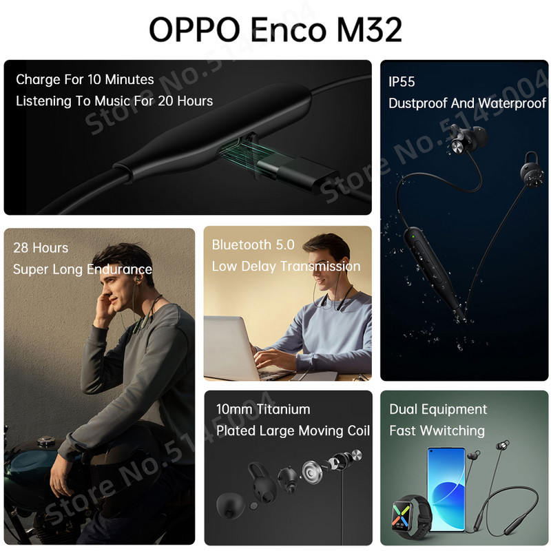 OPPO ENCO M32 TWS Ακουστικό Bluetooth 5.0 Ασύρματο ακουστικό 220mAh Μπαταρία AAC IP55 10mm Dynamic για OPPO RENO 7 PRO 7 SE