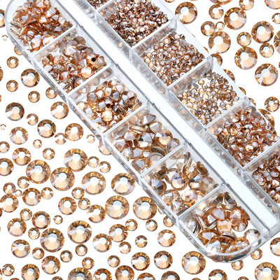 Nail Art Rhinestones komplekts 2400gb Nail Gems Ab Plakanais Rhinestones Dārgakmeņu akmeņi ar uzglabāšanas organizatoru dizainam Bright Holiday