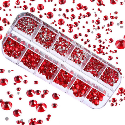 Nail Art Rhinestones komplekts 2400gb Nail Gems Ab Plakanais Rhinestones Dārgakmeņu akmeņi ar uzglabāšanas organizatoru dizainam Bright Holiday