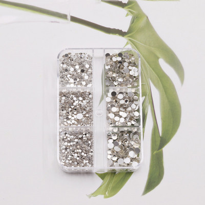 Nail Art Rhinestones komplekts 2400gb Nail Gems Ab Plakanais Rhinestones Dārgakmeņu akmeņi ar uzglabāšanas organizatoru dizainam Bright Holiday