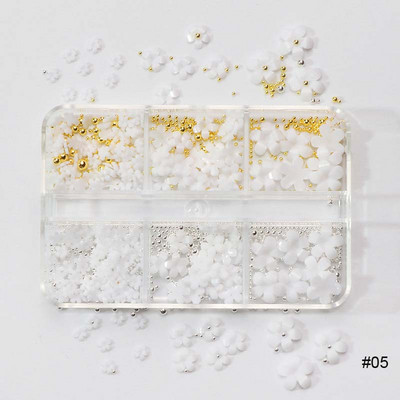 Nail Art Rhinestones komplekts 2400gb Nail Gems Ab Plakanais Rhinestones Dārgakmeņu akmeņi ar uzglabāšanas organizatoru dizainam Bright Holiday