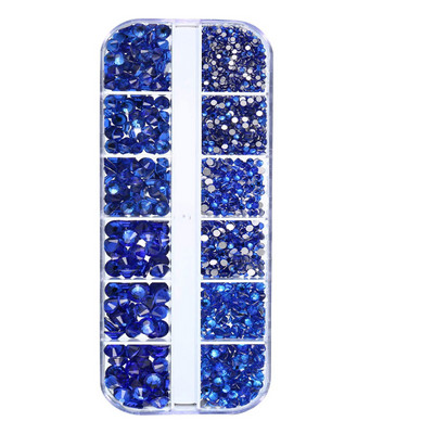 Nail Art Rhinestones komplekts 2400gb Nail Gems Ab Plakanais Rhinestones Dārgakmeņu akmeņi ar uzglabāšanas organizatoru dizainam Bright Holiday