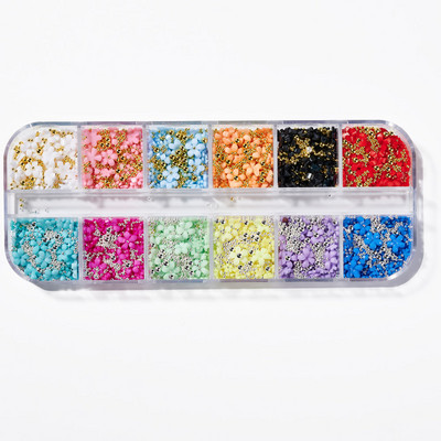 Nail Art Rhinestones komplekts 2400gb Nail Gems Ab Plakanais Rhinestones Dārgakmeņu akmeņi ar uzglabāšanas organizatoru dizainam Bright Holiday