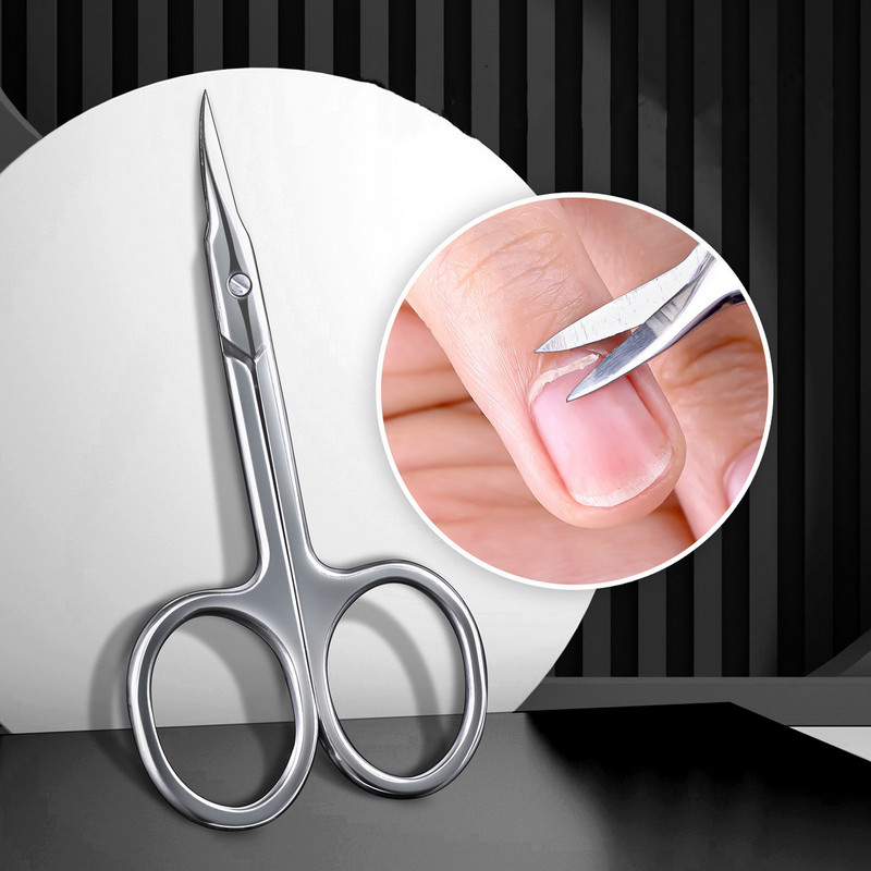 Uus roostevabast terasest kumer ots õhuke tera küünenaha käärid küünekäärid trimmer surnud naha eemaldaja maniküüri tööriistad kulmude tööriistad