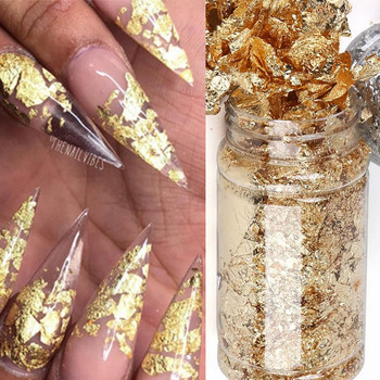 1 κουτί Glitter Nail Art Foil Χαρτί Μακιγιάζ Κοσμήματα Ακανόνιστο λαμπερό φύλλο χρυσού νιφάδες Νύχια DIY αυτοκόλλητα Διακοσμήσεις μανικιούρ