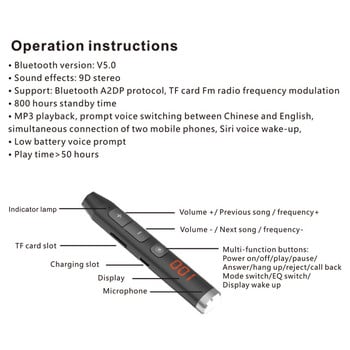 Bluetooth 5.0 лента за врат за слушалки Истински безжични слушалки LED дисплей Стерео спортни магнитни слушалки с микрофон FM радио Слушалки