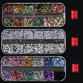 12 Grid Nails Art Accesorios AB Clear Rhinestones 3D mirdzoši dārgakmeņi Pearl DIY manikīra dekorēšanas nagu piederumi profesionāļiem