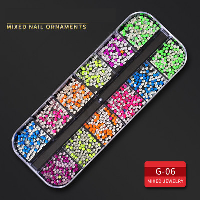 12 Grid Nails Art Accesorios AB Clear Rhinestones 3D mirdzoši dārgakmeņi Pearl DIY manikīra dekorēšanas nagu piederumi profesionāļiem