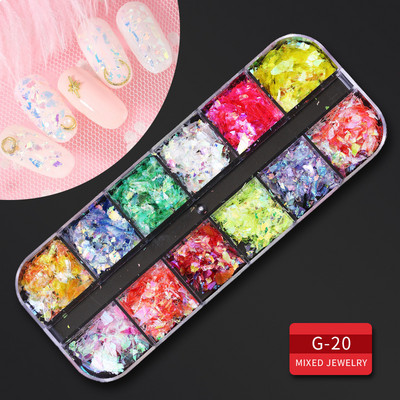 12 Grid Nails Art Accesorios AB Clear Rhinestones 3D mirdzoši dārgakmeņi Pearl DIY manikīra dekorēšanas nagu piederumi profesionāļiem