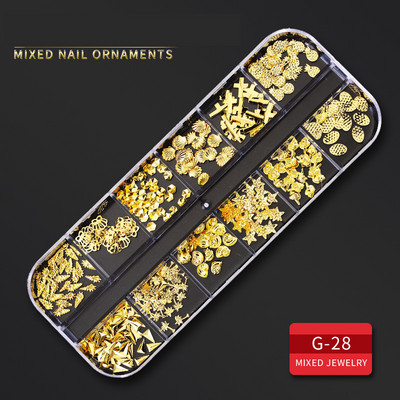 12 Grid Nails Art Accesorios AB Clear Rhinestones 3D mirdzoši dārgakmeņi Pearl DIY manikīra dekorēšanas nagu piederumi profesionāļiem