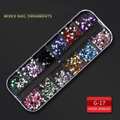 12 Grid Nails Art Accesorios AB Clear Rhinestones 3D mirdzoši dārgakmeņi Pearl DIY manikīra dekorēšanas nagu piederumi profesionāļiem