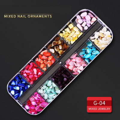 12 Grid Nails Art Accesorios AB Clear Rhinestones 3D mirdzoši dārgakmeņi Pearl DIY manikīra dekorēšanas nagu piederumi profesionāļiem