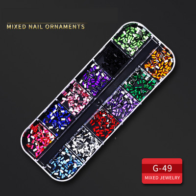 12 Grid Nails Art Accesorios AB Clear Rhinestones 3D mirdzoši dārgakmeņi Pearl DIY manikīra dekorēšanas nagu piederumi profesionāļiem