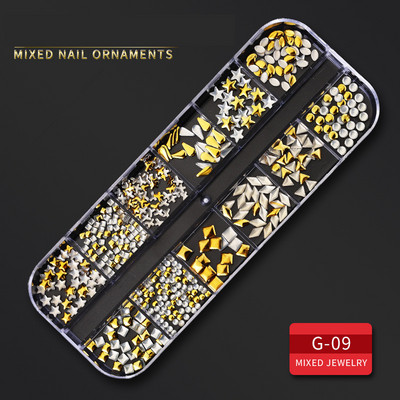 12 Grid Nails Art Accesorios AB Clear Rhinestones 3D mirdzoši dārgakmeņi Pearl DIY manikīra dekorēšanas nagu piederumi profesionāļiem