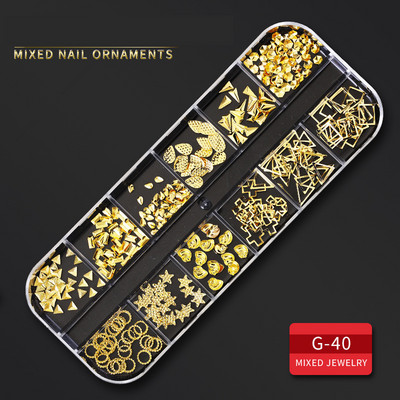 12 Grid Nails Art Accesorios AB Clear Rhinestones 3D mirdzoši dārgakmeņi Pearl DIY manikīra dekorēšanas nagu piederumi profesionāļiem