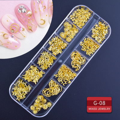 12 Grid Nails Art Accesorios AB Clear Rhinestones 3D mirdzoši dārgakmeņi Pearl DIY manikīra dekorēšanas nagu piederumi profesionāļiem
