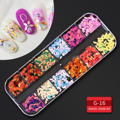 12 Grid Nails Art Accesorios AB Clear Rhinestones 3D mirdzoši dārgakmeņi Pearl DIY manikīra dekorēšanas nagu piederumi profesionāļiem