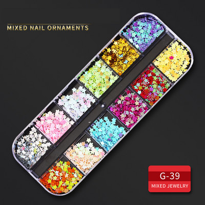 12 Grid Nails Art Accesorios AB Clear Rhinestones 3D mirdzoši dārgakmeņi Pearl DIY manikīra dekorēšanas nagu piederumi profesionāļiem
