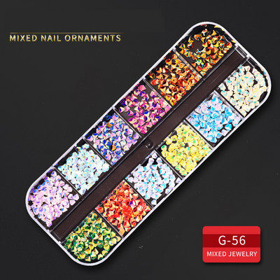 12 Grid Nails Art Accesorios AB Clear Rhinestones 3D mirdzoši dārgakmeņi Pearl DIY manikīra dekorēšanas nagu piederumi profesionāļiem