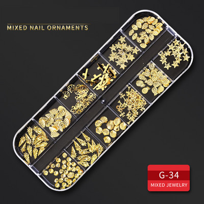 12 Grid Nails Art Accesorios AB Clear Rhinestones 3D mirdzoši dārgakmeņi Pearl DIY manikīra dekorēšanas nagu piederumi profesionāļiem