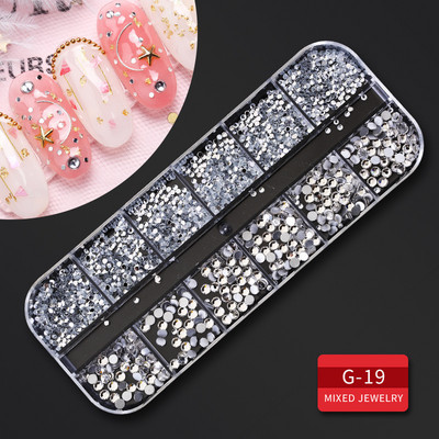 12 Grid Nails art accesorios AB Clear Rhinestones 3D блестящи скъпоценни камъни Pearl Направи си сам маникюр декорация консумативи за нокти за професионалисти