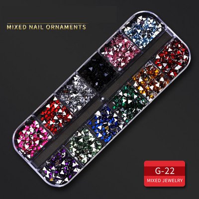 12 Grid Nails Art Accesorios AB Clear Rhinestones 3D mirdzoši dārgakmeņi Pearl DIY manikīra dekorēšanas nagu piederumi profesionāļiem